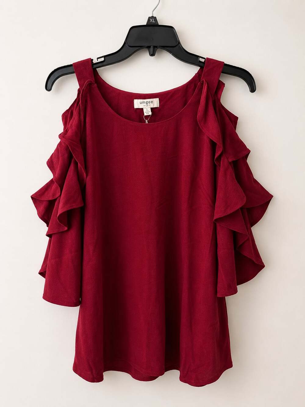 NWT women's Umgee Cold shoulder red blouse  top Sz L